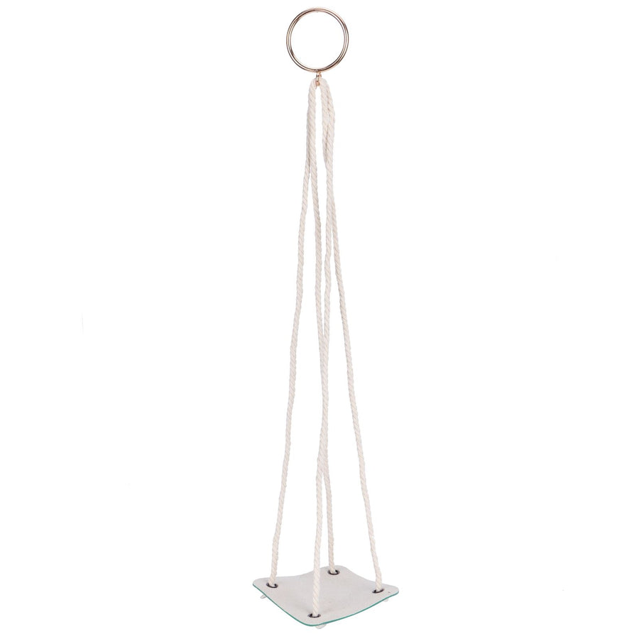 Planter Holder Flowerpot Hanging Rack Hanger with PU Leather Base Cotton Rope for GardeningGreen 10cm