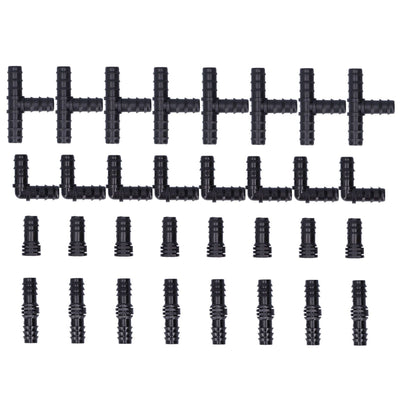 32Pcs/Set Drip Irrigation Tees Connectors Kit 1/2 Tubing Set Garden Greenhouse Sprinkler System
