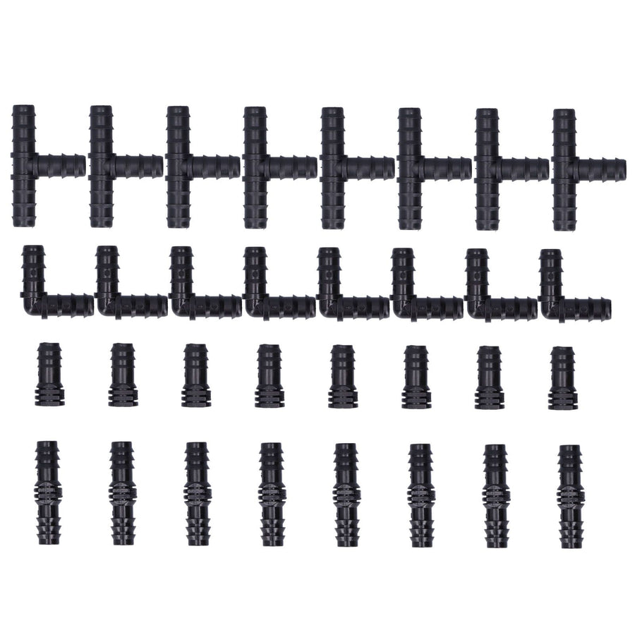 32Pcs/Set Drip Irrigation Tees Connectors Kit 1/2 Tubing Set Garden Greenhouse Sprinkler System
