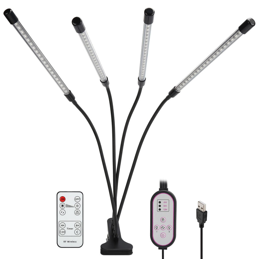 5V 40W LED Grow Light USB 4 Tube Full Spectrum Fill Light with Cip for Indoor Plants