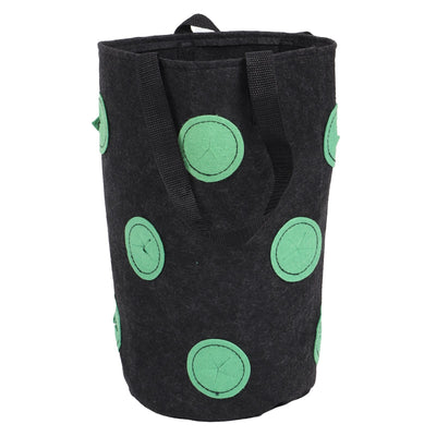 12 Holes Strawberry Planter Bag with Handles Portable Felt Plant Growing Bag for GardenBlack 20x35cm