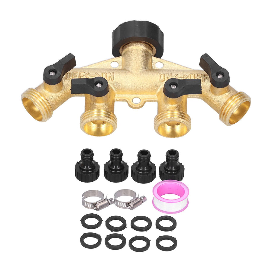G3/4 4‑Way Water Hose Splitter Garden Hose Adapter Watering Connector Distributor for Faucet
