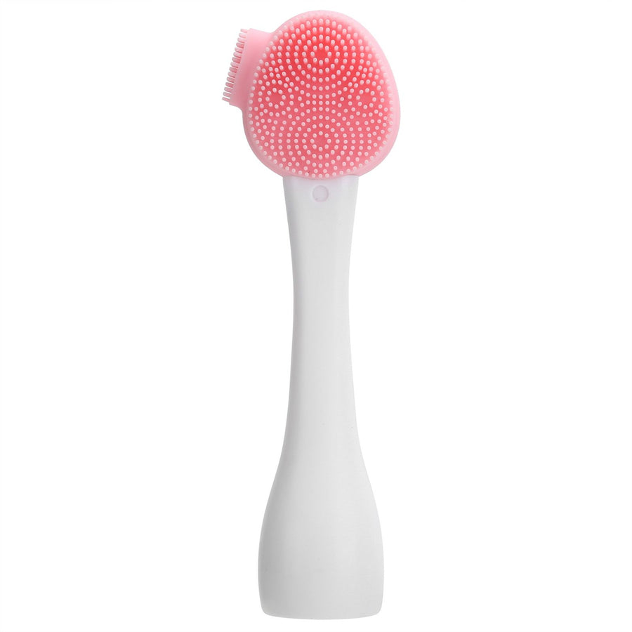 Handheld Silicone Face Cleaning Brush Mask DIY Mixing Stick Makeup Cleansing BrushPink and White Single Head