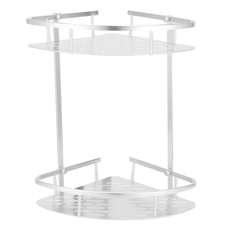 2 Layer Corner Shower Shelf Wall Mounted Aluminum Rack for Bathroom Kitchen Dormitory