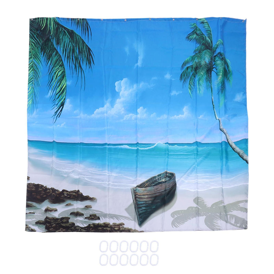 Shower Curtain Set with Hanging Rings No‑Punching Bath Curtain Bathroom Accessory180x180cm