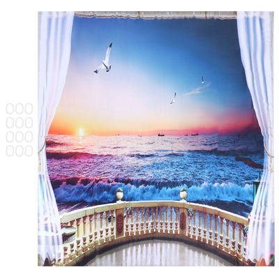 Waterproof Shower Bath Curtain Free Punch with Hooks for Home Bathroom Decoration150x180 cm