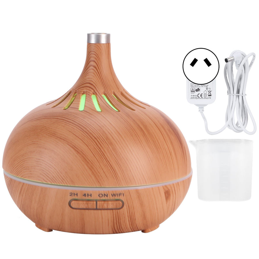 400ml Aroma Diffuser WIFI Control Wood Grain Aromatherapy Humidifier Colorful Night Light 100-240VAU Plug