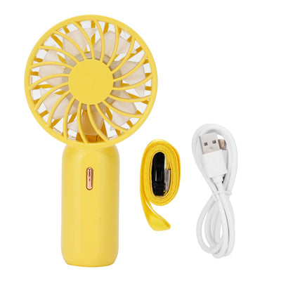 Mini Handheld Electric Fan with Adjustable Wind Speed Portable USB Fan for Home OfficeYellow