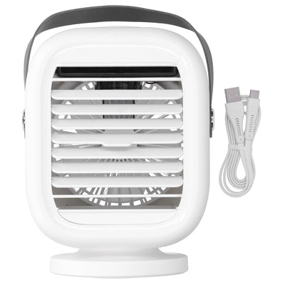 190ml Humidification Air Cooler USB Charging 120° Shaking Head Cooling Fan for Home OfficeWhite