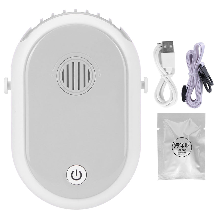 Electric Desktop Fan with 3 Speeds Portable Neck Hanging Aromatherapy Fan USB Charging(White )