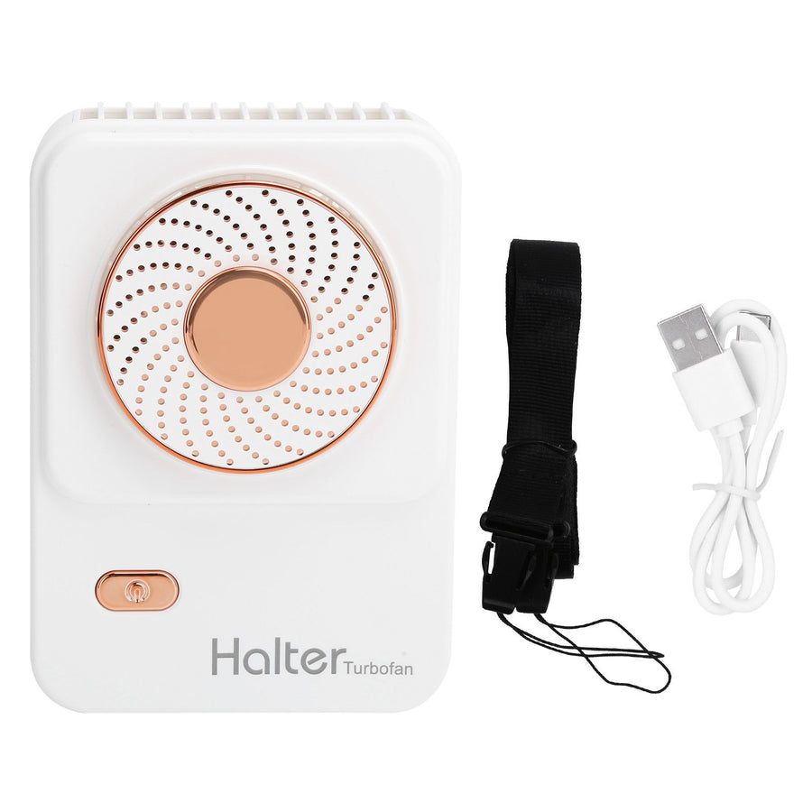 3‑Gear Adjustable Electric Fan Portable Handheld Hanging Neck Fan USB Charging for OutdoorsWhite