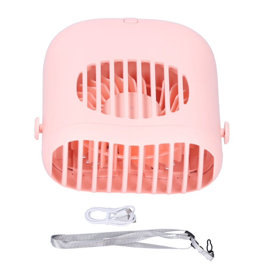 Hand-Held Mini Fan USB Charging Waist Hanging Fan for Home Office Traveling Pink