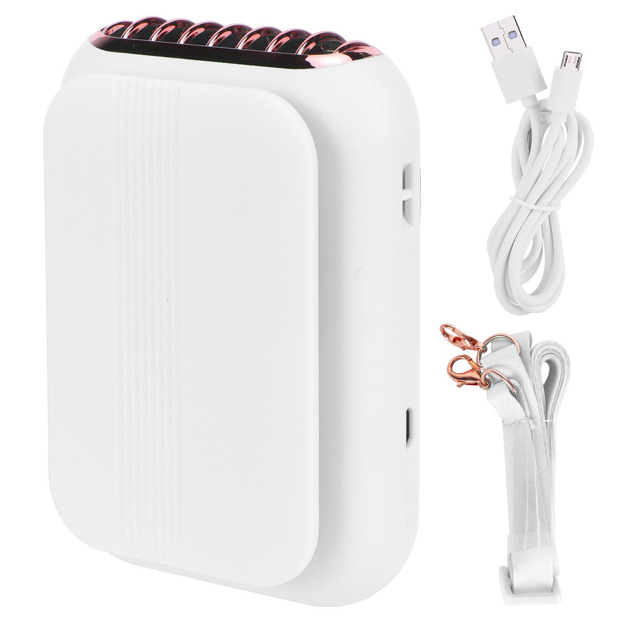 USB Charging Silent Neck Fan Portable Handheld Electric Fan for Outdoor Desktop HomeWhite