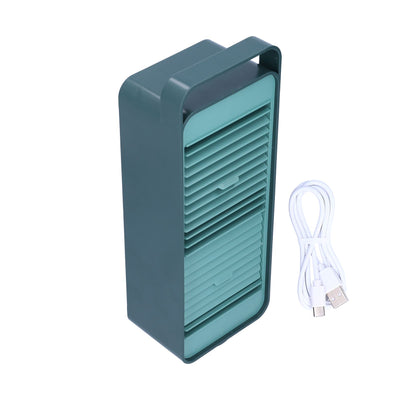 Double Fan Blade Rotating Fan USB Charging Desktop Electric Fan for Office Home DormitoryGreen
