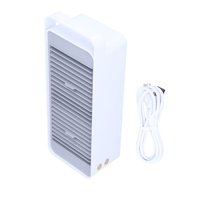 Double Fan Blade Rotating Fan USB Charging Desktop Electric Fan for Office Home DormitoryWhite