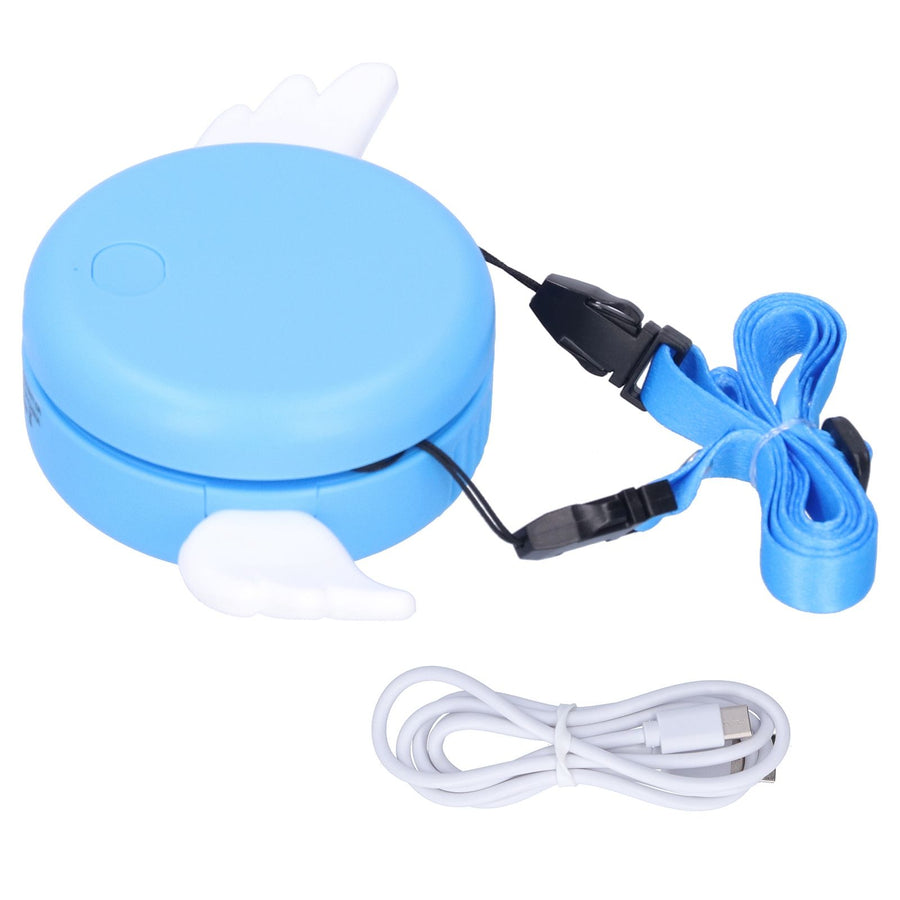 Adjustable USB Charging Electric Fan Portable Hanging Neck No‑Blade Electric Fan for Home OutdoorBlue
