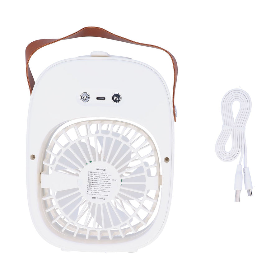 Adjustable Electric Fan Portable Spray Humidification Electric Fan for Home Outdoor DormitoryWhite