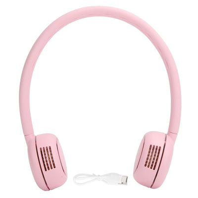 Fanless Hanging Neck Fan Adjustable USB Charging Silent Sports Fan for Home School OutdoorPink 2000mAh