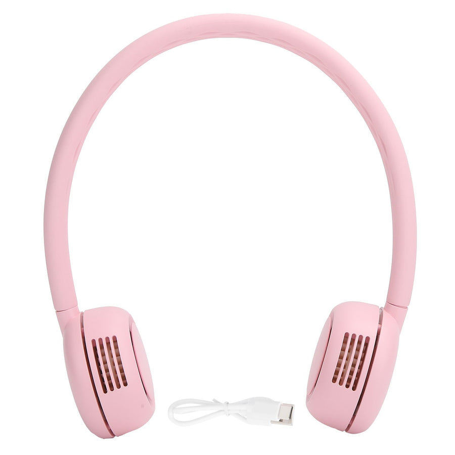 Fanless Hanging Neck Fan Adjustable USB Charging Silent Sports Fan for Home School OutdoorPink 2000mAh