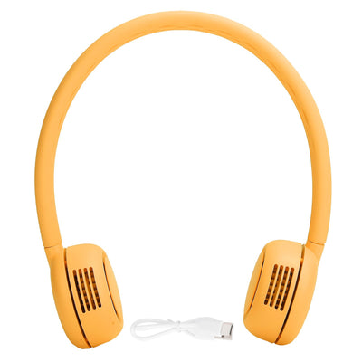 Fanless Hanging Neck Fan Adjustable USB Charging Silent Sports Fan for Home School OutdoorYellow 2000mAh