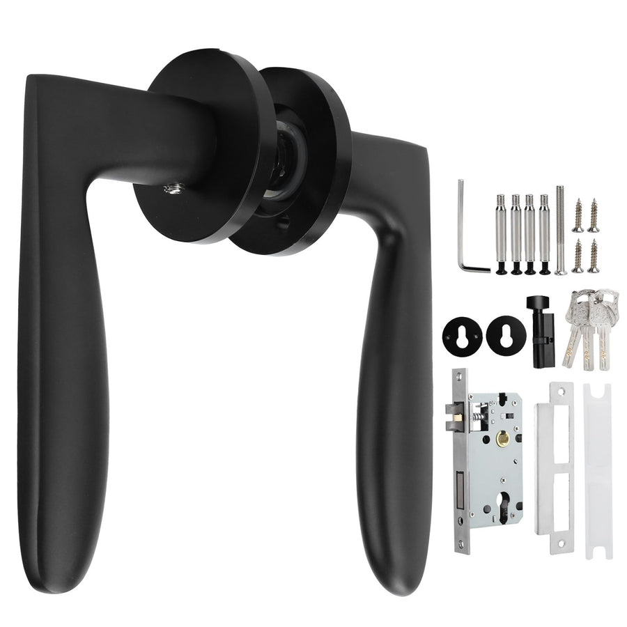 Entry Door Handle Lock Locking Lever Handle Set Reversible for Right Left Sided DoorsH Style