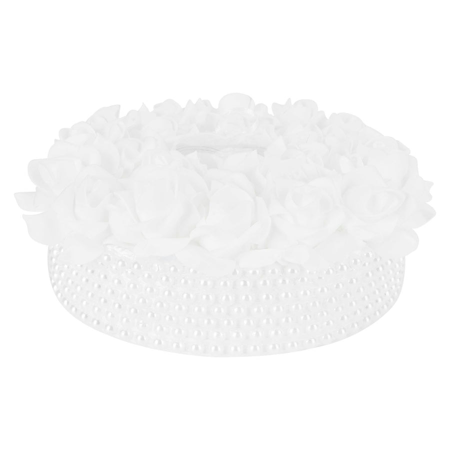 Ring Pillow Box Wedding with Ribbon Bowknot CakeShaped Pearl Rose Ceremony Supplies White(5905 )