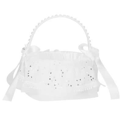 Flower Lace Basket White Romantic Flower Basket Candies Container Wedding Ceremony Decoration5707 Flower Basket L