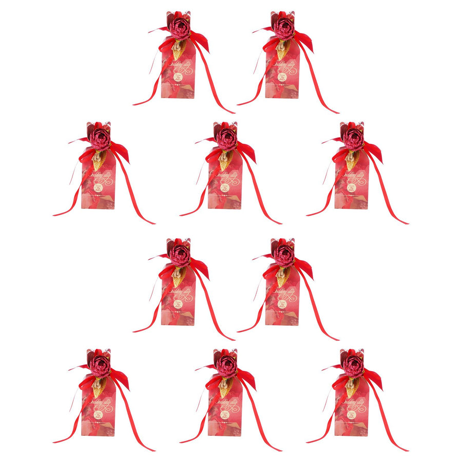 10 Set Candy Boxes Wedding Birthday Party Favor Gift Box with Ribbons DecorationRetro Flower Pattern
