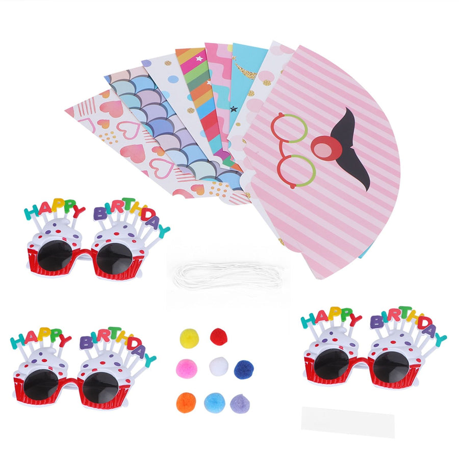 Birthday Funny Glasses and Foldable Party Cone Hats Birthday Supplies for Kids Adults