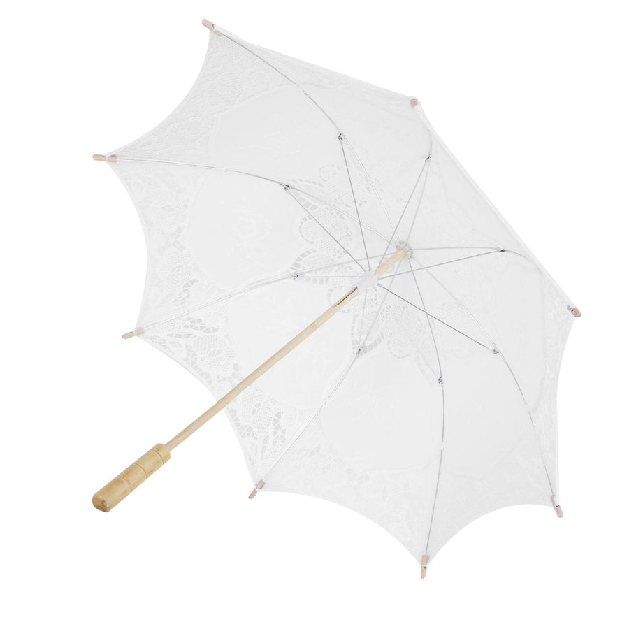 Lace Umbrella Wedding Bridal Parasol Umbrella for Photography Props Wedding SuppliesL White