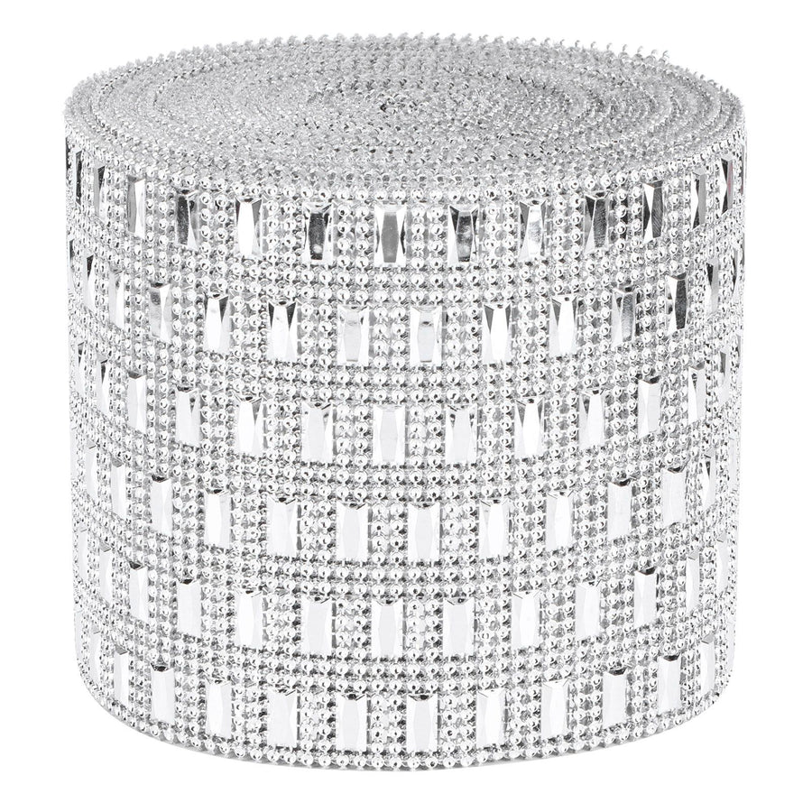 Plastic Imitation Diamonds Hollow Mesh Rhinestones Ribbon Wrap for Wedding Decor DIY Clothing