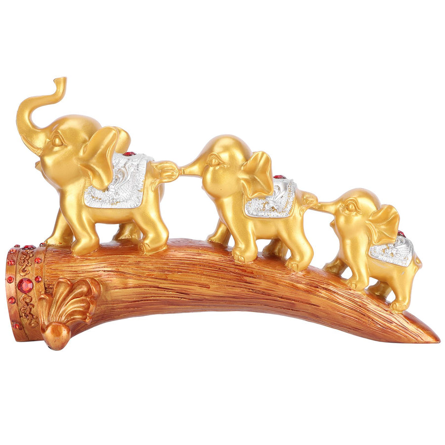 Elephant Statue Sculpture Innovative Synthetic Resin Ornaments Desktop Furnishing Gold
