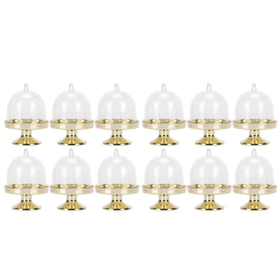 12 Set Mini Candy Box Cake Stand Cupcake Candy Display Plate with Lid Party SuppliesBottom Gold