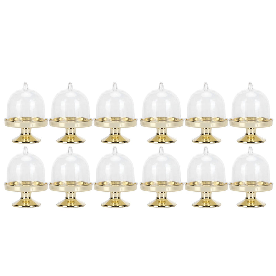 12 Set Mini Candy Box Cake Stand Cupcake Candy Display Plate with Lid Party SuppliesBottom Gold