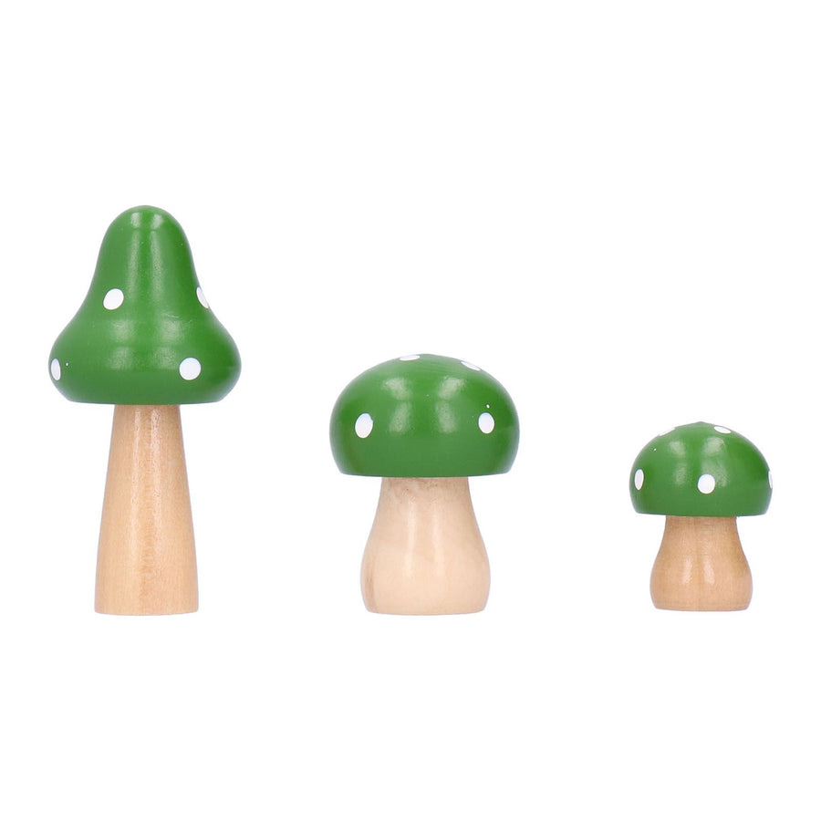 3Pcs/Set Mushroom Crafts Innovative Cute Wooden Ornaments Home Office Desktop DecorationGreen