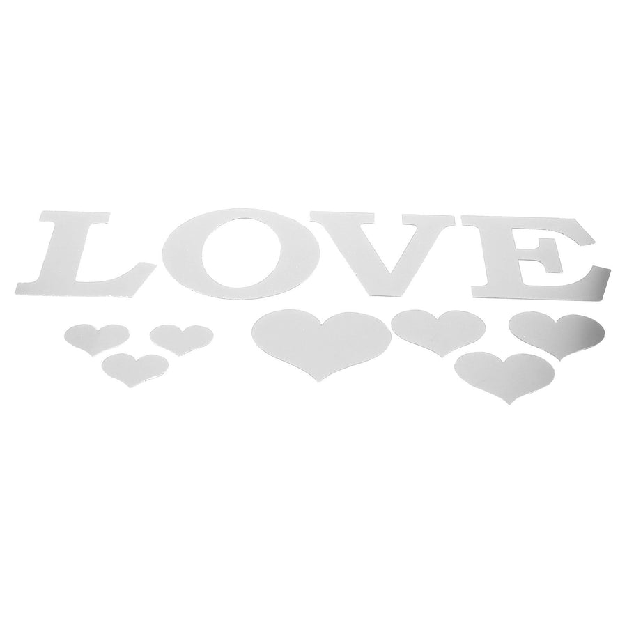 Mirror Wall Stickers Heart Shape DIY Wall Decal for Home Bedroom Living Room DecorSilver