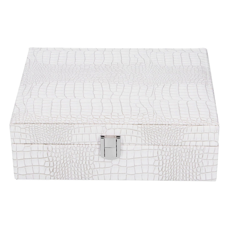 White Artificial Leather Multilayer Jewelry Box Portable Packaging Box for Collecting
