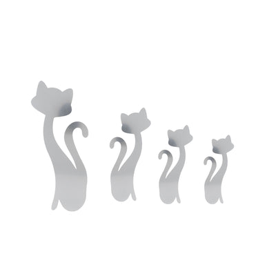 Cat Shape Mirror Wall Stickers Home Living Room Bedroom DIY Wall Art DecorationsSilver