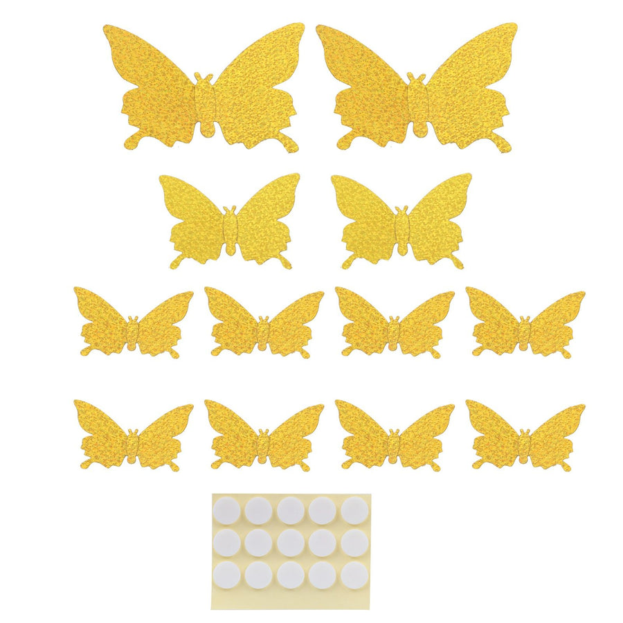 12Pcs/Set 3‑Dimensional Sticker Simulation Flash Wallpaper Living Room Wedding Wall Art for HomeShiny Gold