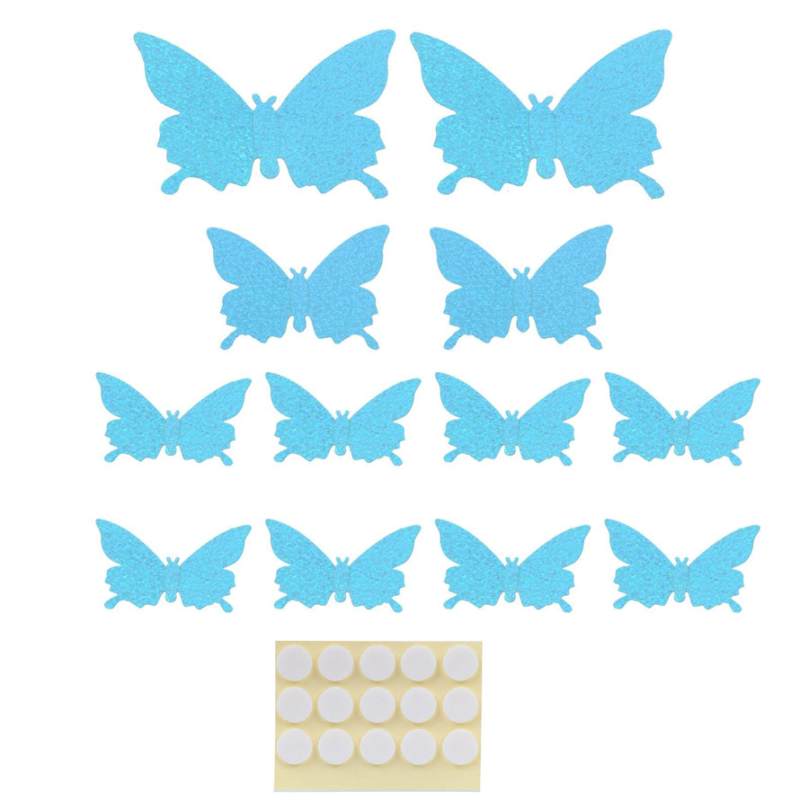 12Pcs/Set 3‑Dimensional Sticker Simulation Flash Wallpaper Living Room Wedding Wall Art for HomeShiny Blue