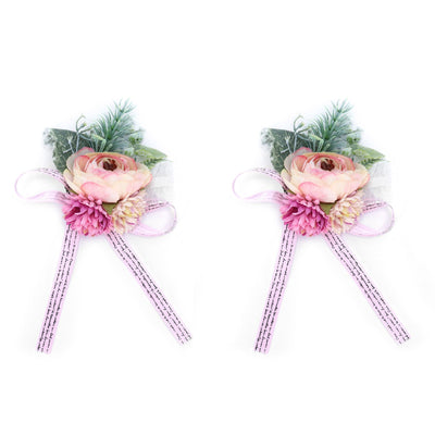 2Pcs Wedding Bridal Corsage Bridesmaid Wrist Flower for Wedding Party AnniversaryPink