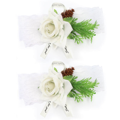 2Pcs Bridesmaid Silk Wrist Flower Bridal Corsage Wedding Ceremony Decoration SupplyWhite