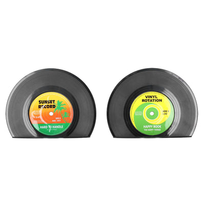 2Pcs/Set Bookend Vintage CD Record Shape Book Stand Holder Organizer Home Decoration