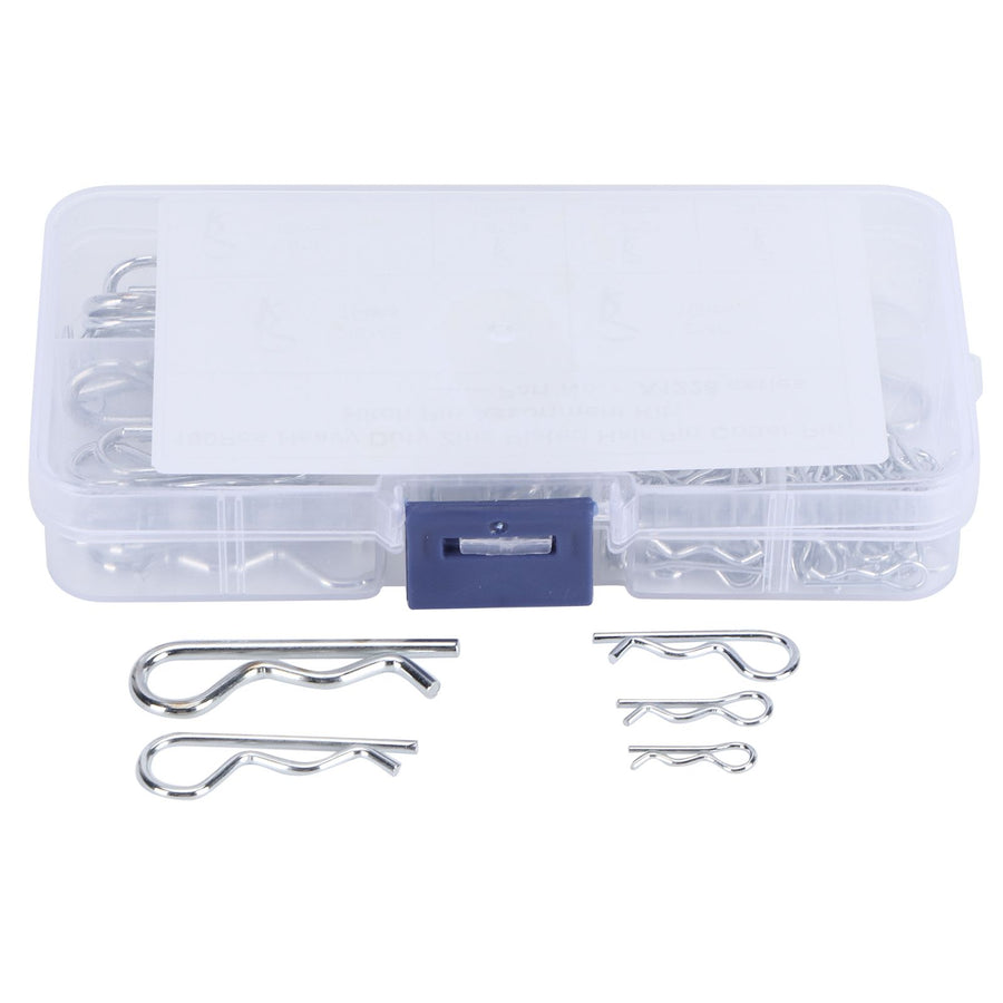 100Pcs R Cotter Pins Tractor Pin Clips with Plastic Box Assortment Kit Fastener Clip Set