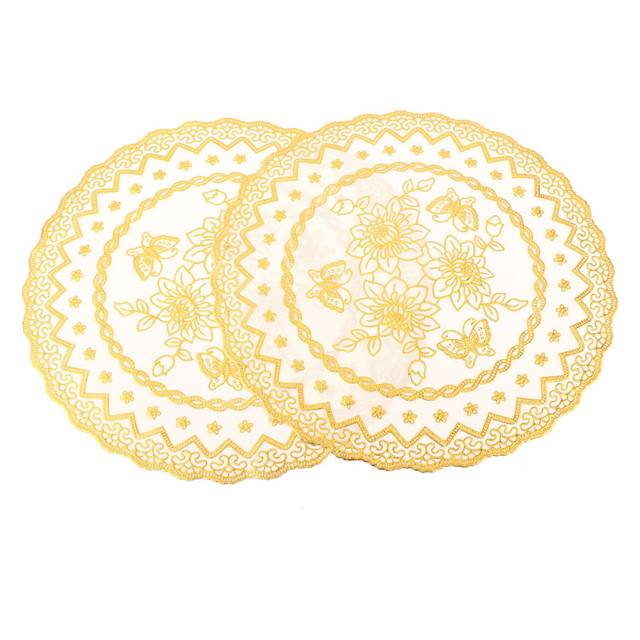 2PCS 30cmx30cm Table Mats Gold Dining Table Placemats for Wedding Party SuppliesStyle 03