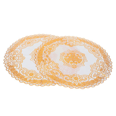 2PCS 38x38cm Table Mats PVC Gold Placemats Cup Mat Coaster for Wedding Party SuppliesRound 02