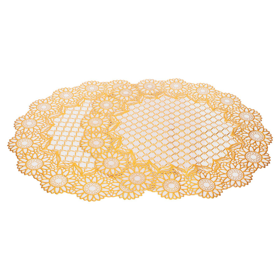 2PCS 38x38cm Table Mats PVC Gold Placemats Cup Mat Coaster for Wedding Party SuppliesRound 03