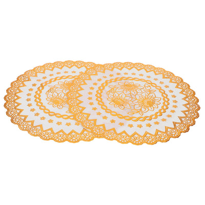 2PCS 38x38cm Table Mats PVC Gold Placemats Cup Mat Coaster for Wedding Party SuppliesRound 04