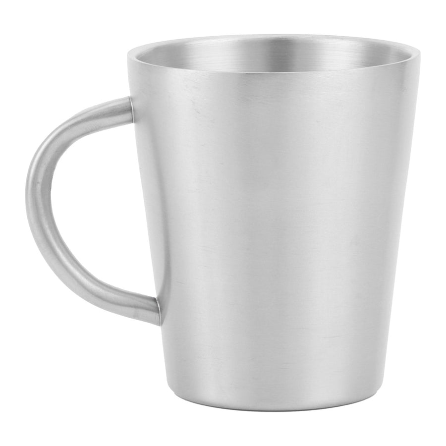 300ml Portable Mug 304 Stainless Steel Double Walled Insulated Coffee Beer Cup with HandleMatte Silver