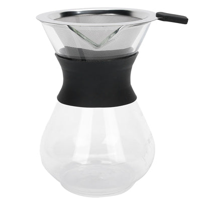 Reusable Glass Coffee Pot with Stainless Steel Filter Manual Drip Coffee Maker Set400ml